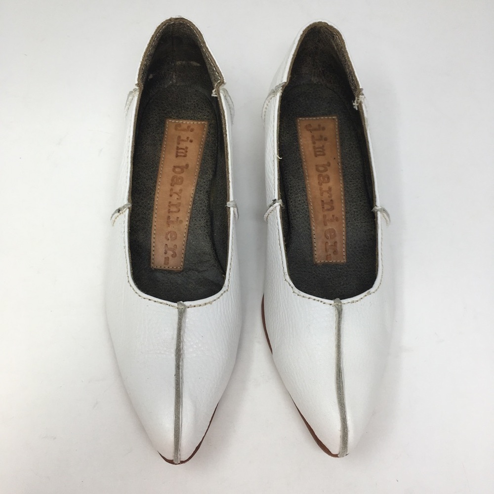 Jim Barnier Shoes Flats Skimmers White Leather 7.5